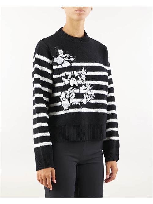 Wool striped sweater with embroidery detail Ermanno by Ermanno Scervino ERMANNO BY ERMANNO SCERVINO | Sweater | D45EM048E85MF062